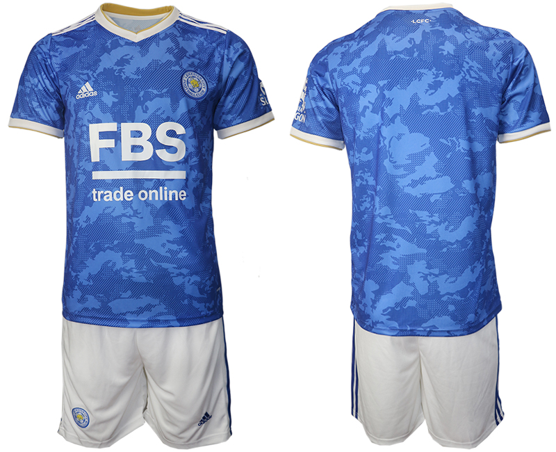 Men 2021-2022 Club Leicester City home blue blank Adidas Soccer Jersey->customized soccer jersey->Custom Jersey